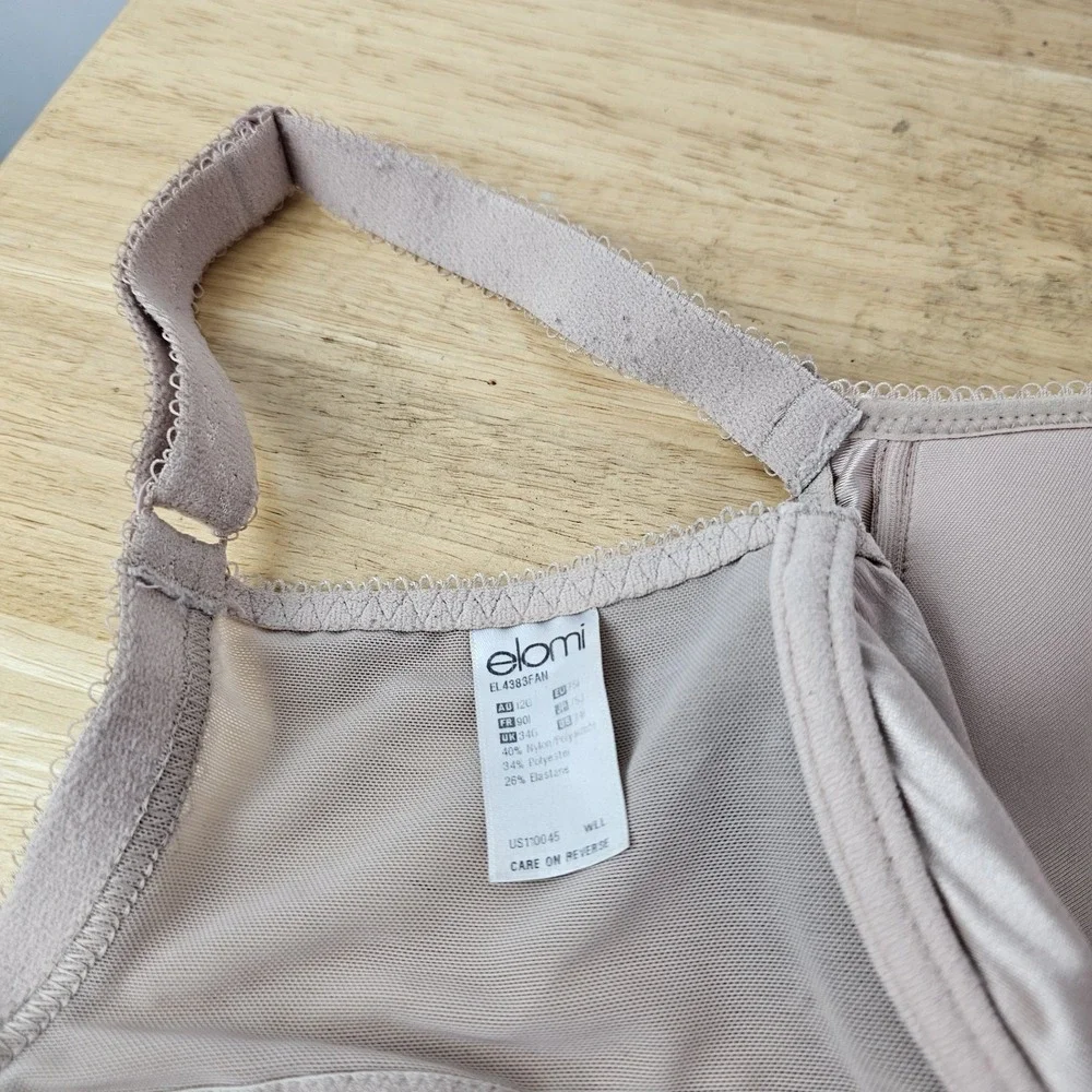 Elomi Bra Style 4383 Size 34I US Plus Full Figure Underwire Beige Lace‎ Charley